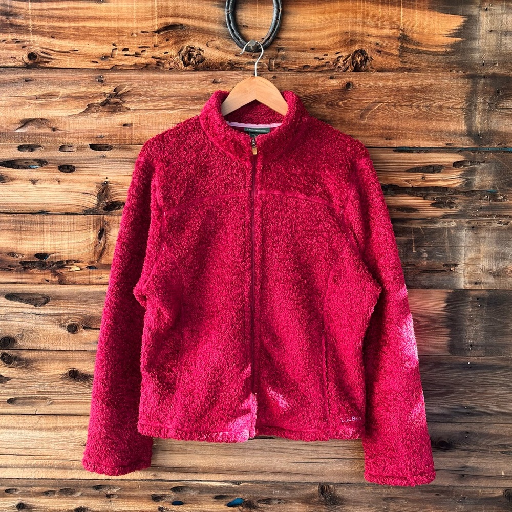 L.L. BEAN | Vintage Cozy Red Fleece Sweater Jacket XL